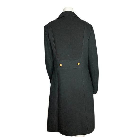 ERIN SNOW Leather ruffle trim long wool coat - Picture 3 of 7